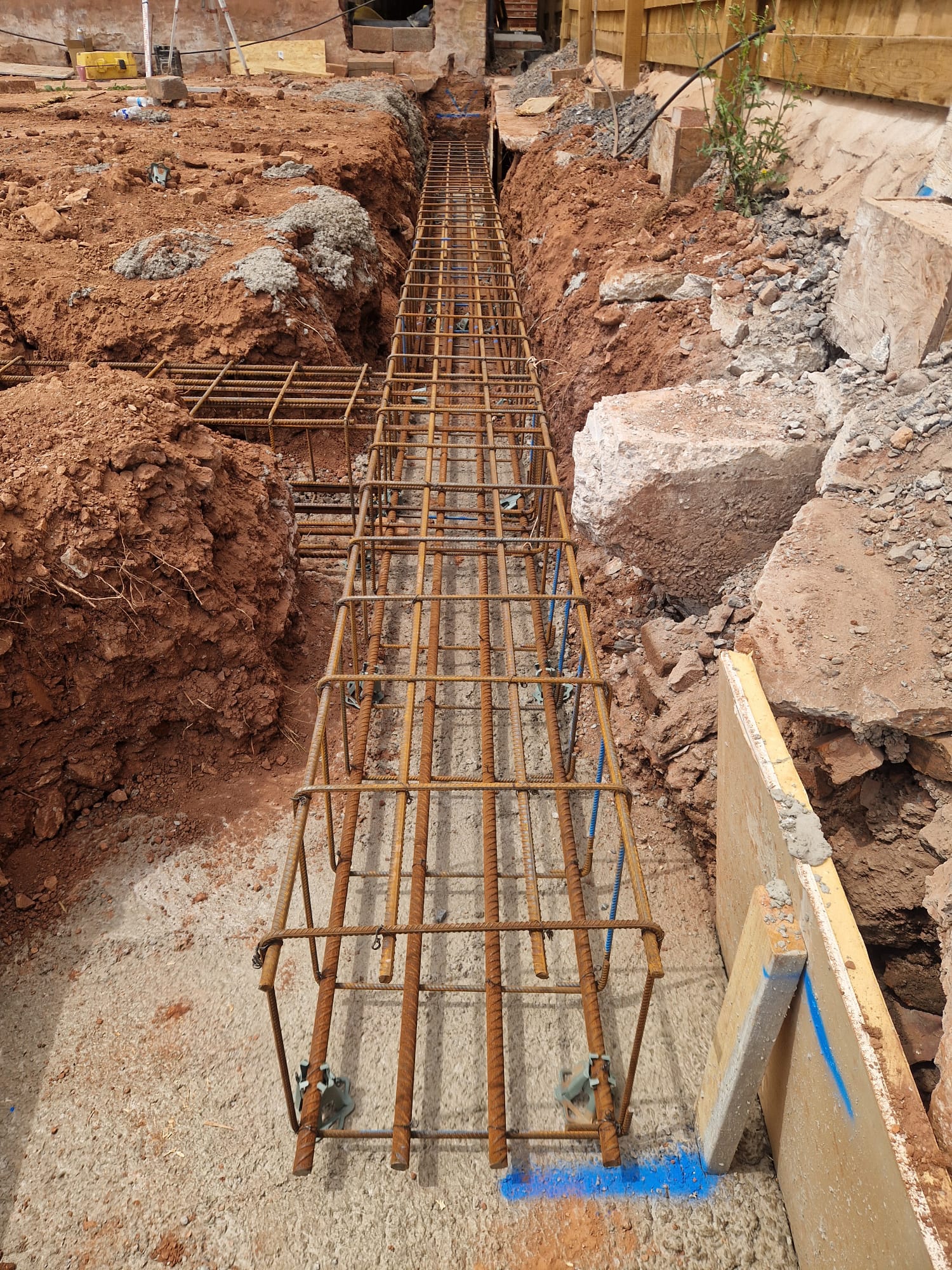 Rebar-reinforced foundation ready for concrete pour | foundations and footings in King's Lynn by Humphries Construction